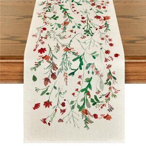 Floral Table Runner 13x36 Inch Christmas Winter Kitchen Dining Home Party Decor